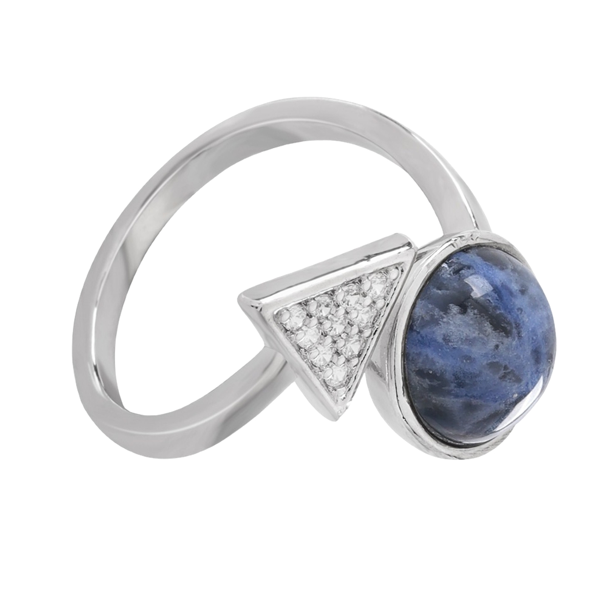 Natural Stone Triangle Rings 10MM Round Shaped Gemstone Jewelry For Women Anniversary Birthday Wedding Gift SR0159S