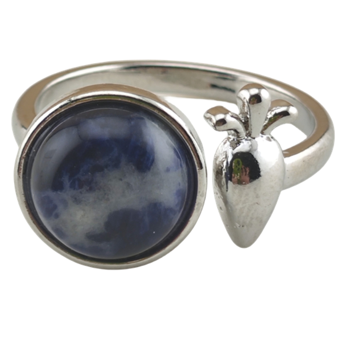 Silver Carrot Stone Rings for Women Men Adjustable 10MM Round Gemstone CAB SR0173S