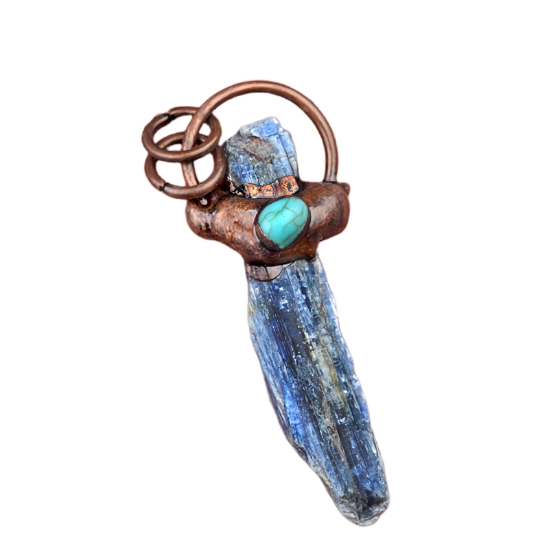 Antique Brass Irregular Raw Crystal Pendant Necklace for women men 