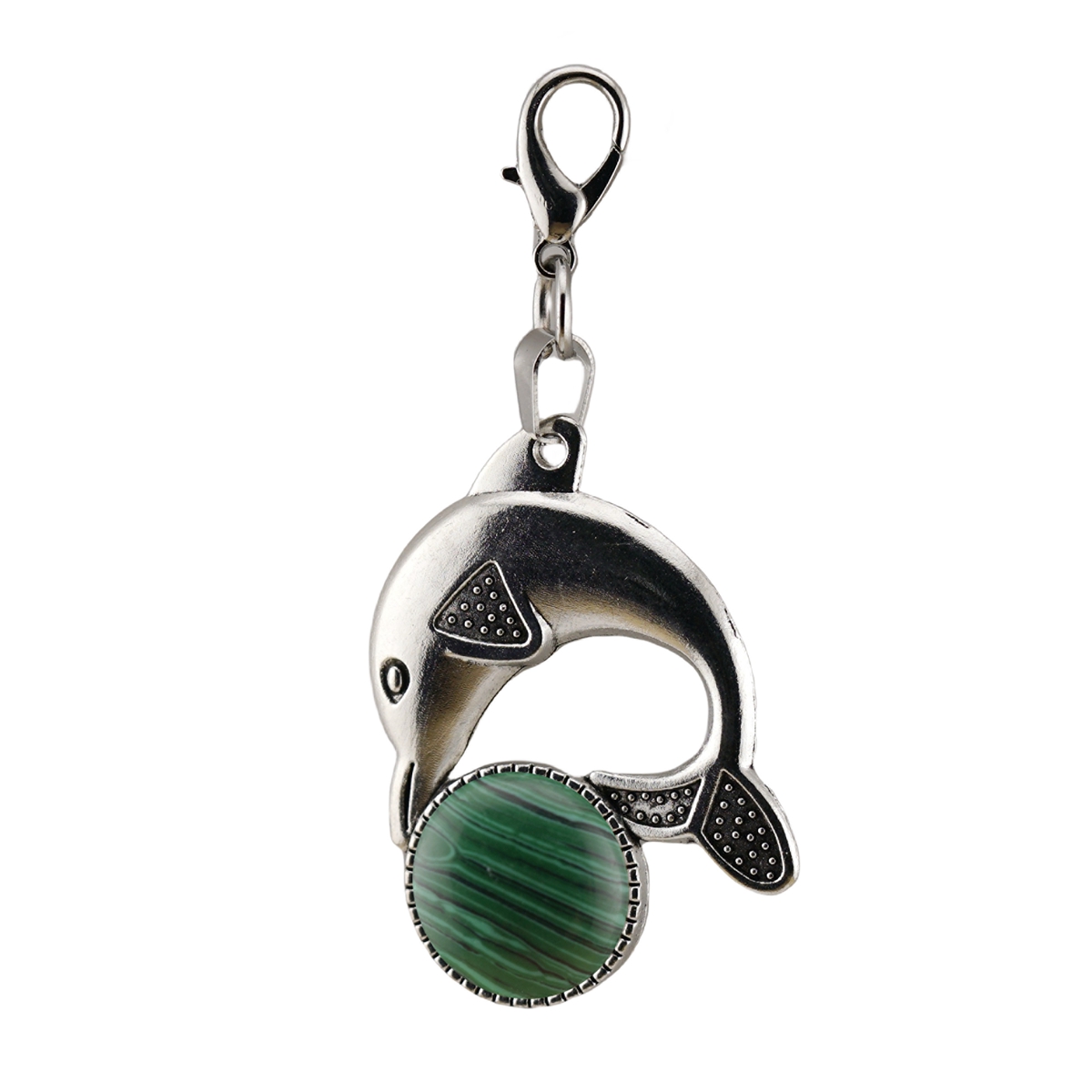 Natural Stone Dolphin Charm Pendant Dangle Charms with Lobster Clasps