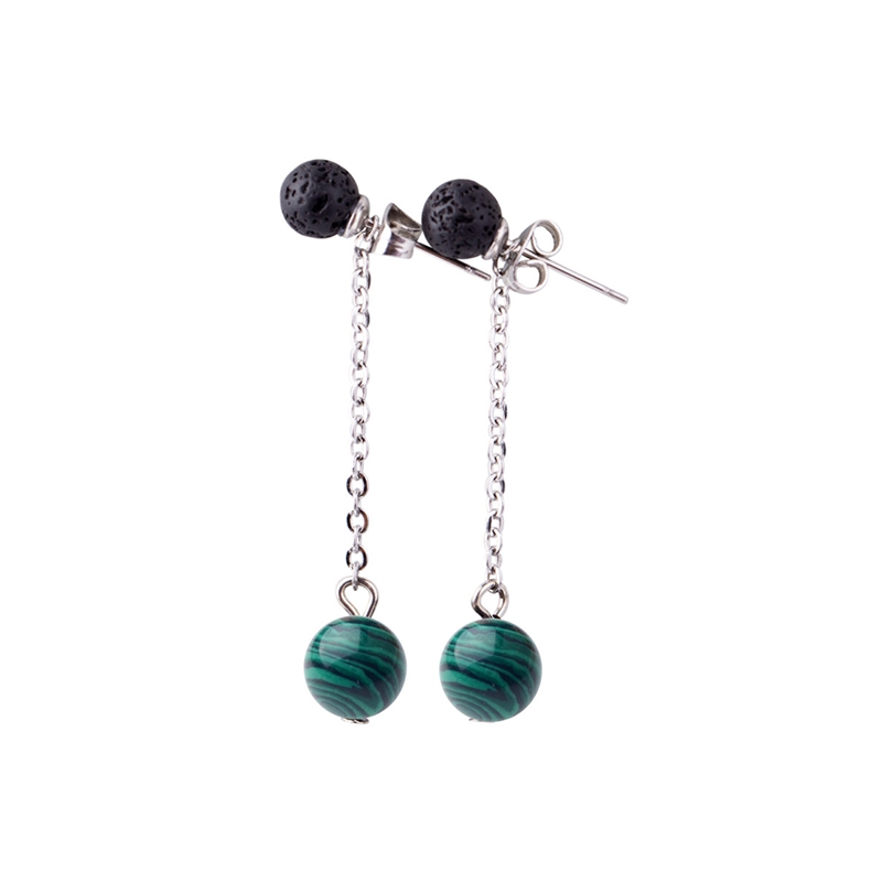 Lava Stone 6MM Earrings Stud Natural 8MM Gemstone long Chain Dangle Earring for women Girls
