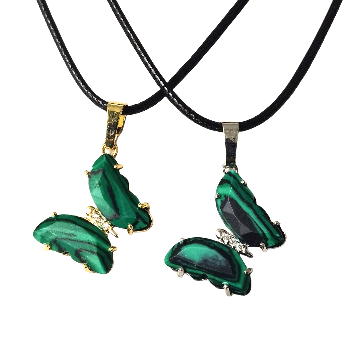 Natural Gemstone Butterfly Pendant Necklace with 45cm Black Cord SN1630-45F01