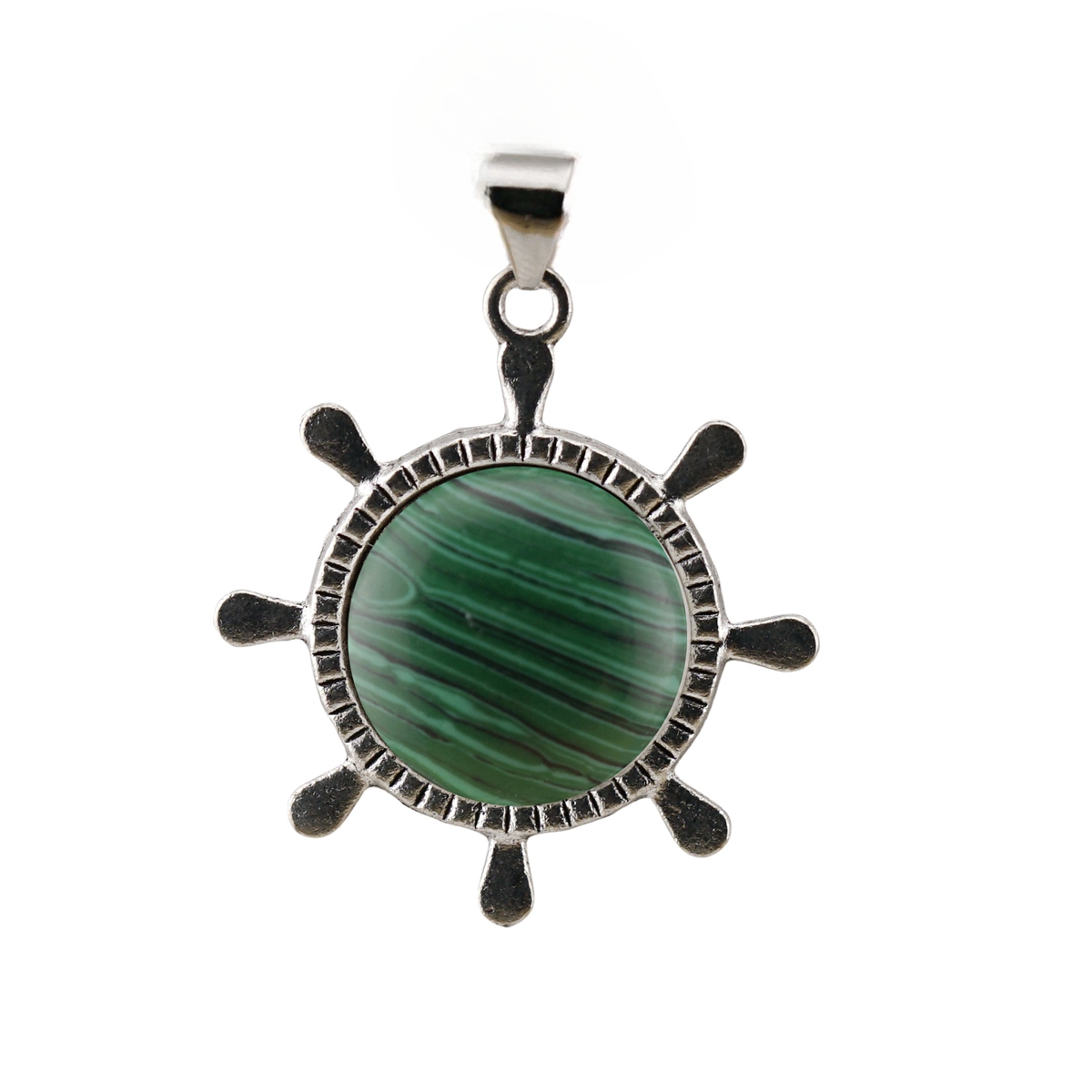 Silver Alloy Rudder Gemstone Pendant for Making Jewelry with 20MM Stone Cabs Steering wheel