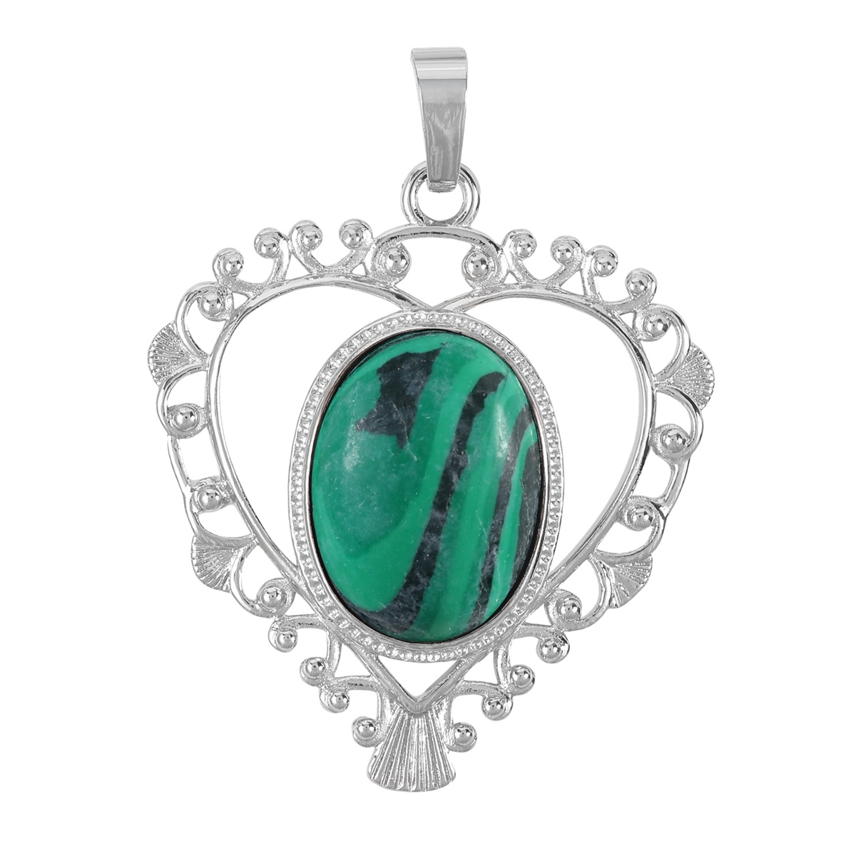 Silver Love Heart Pendant 35x46mm for Making jewelry necklace with 15x18MM natural Gemstone CABs