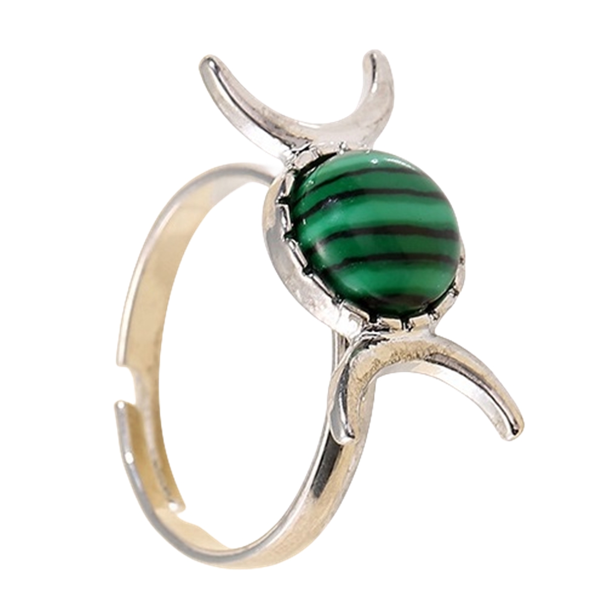 Silver Moon Stone Rings for Women Men Adjustable Healing Crystal Ring Copper Plated White Gold Horse Eye Gemstone  SR0133S