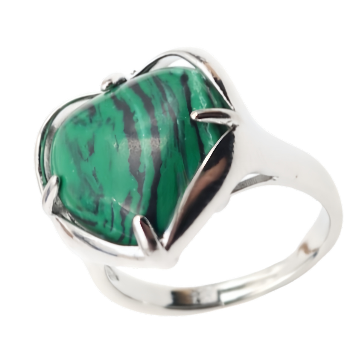 Silver Heart Stone Rings for Women Men Adjustable  SR0141S