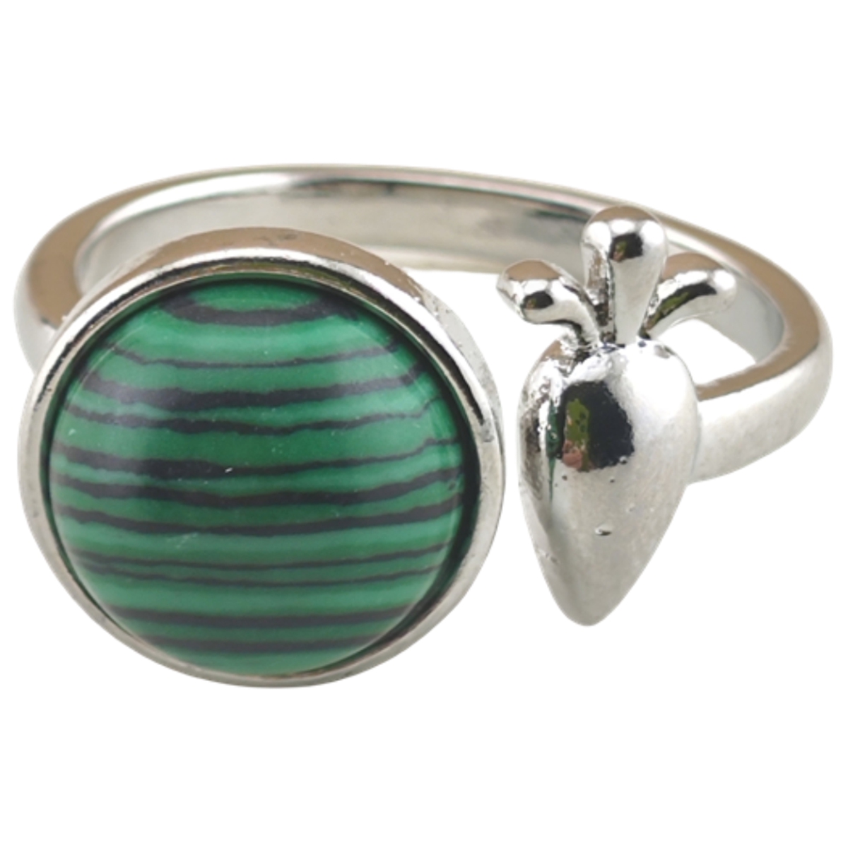 Silver Carrot Stone Rings for Women Men Adjustable 10MM Round Gemstone CAB SR0173S