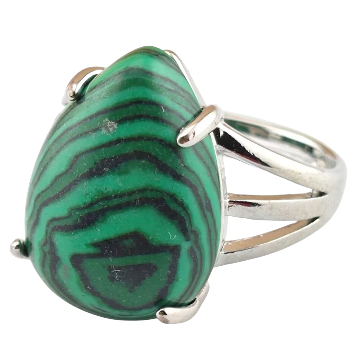 Silver Stone Rings for Women Men Adjustable 13x18MM Teardrop Gemstone Cabochons SR0185S