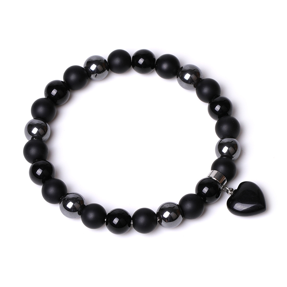 Healing Chakra Heart Stone Bracelet 8mm Beads Stretch Bangle Jewelry for Women