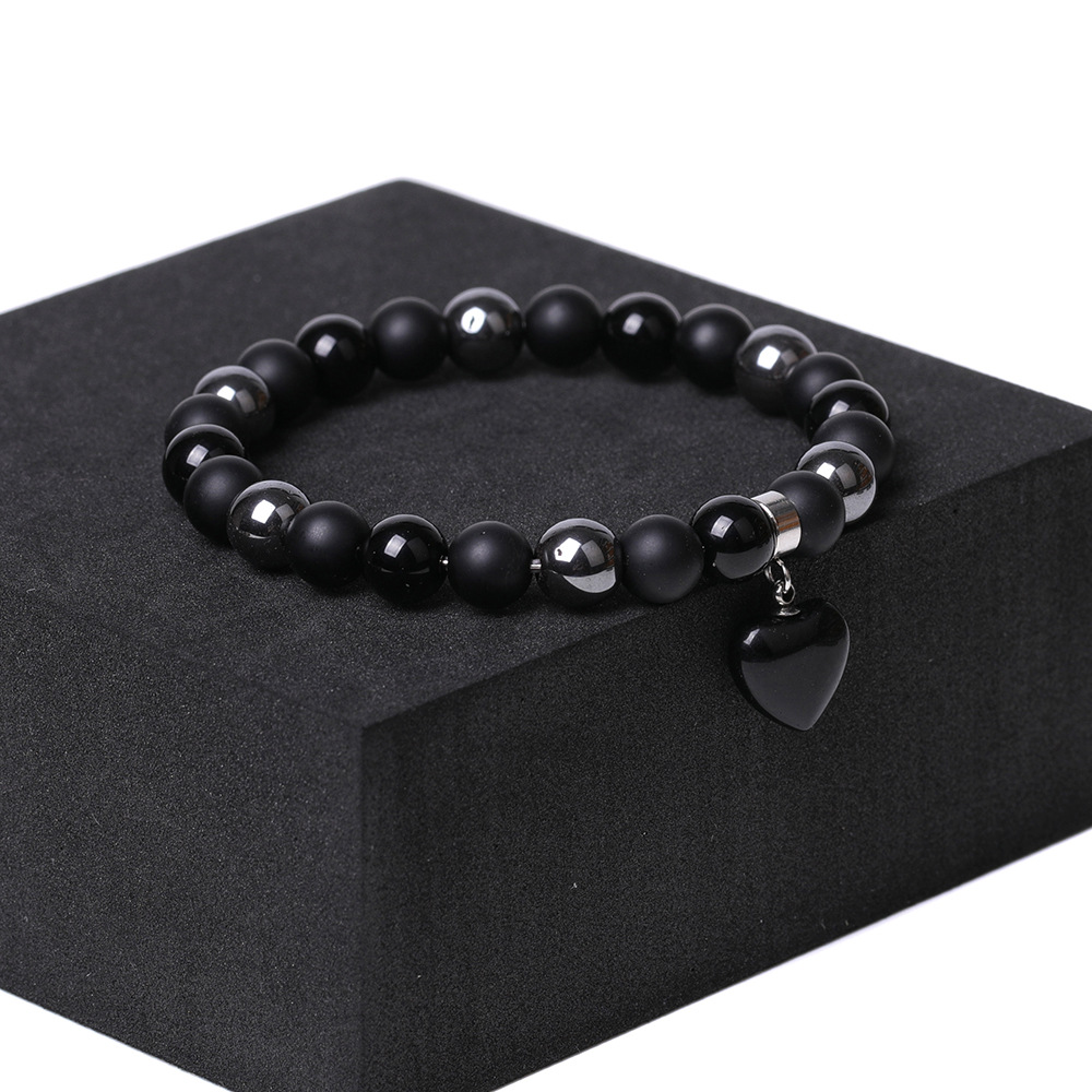 Healing Chakra Heart Stone Bracelet 8mm Beads Stretch Bangle Jewelry for Women