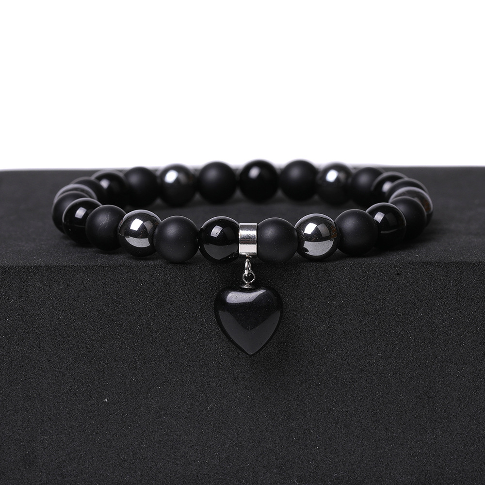 Healing Chakra Heart Stone Bracelet 8mm Beads Stretch Bangle Jewelry for Women