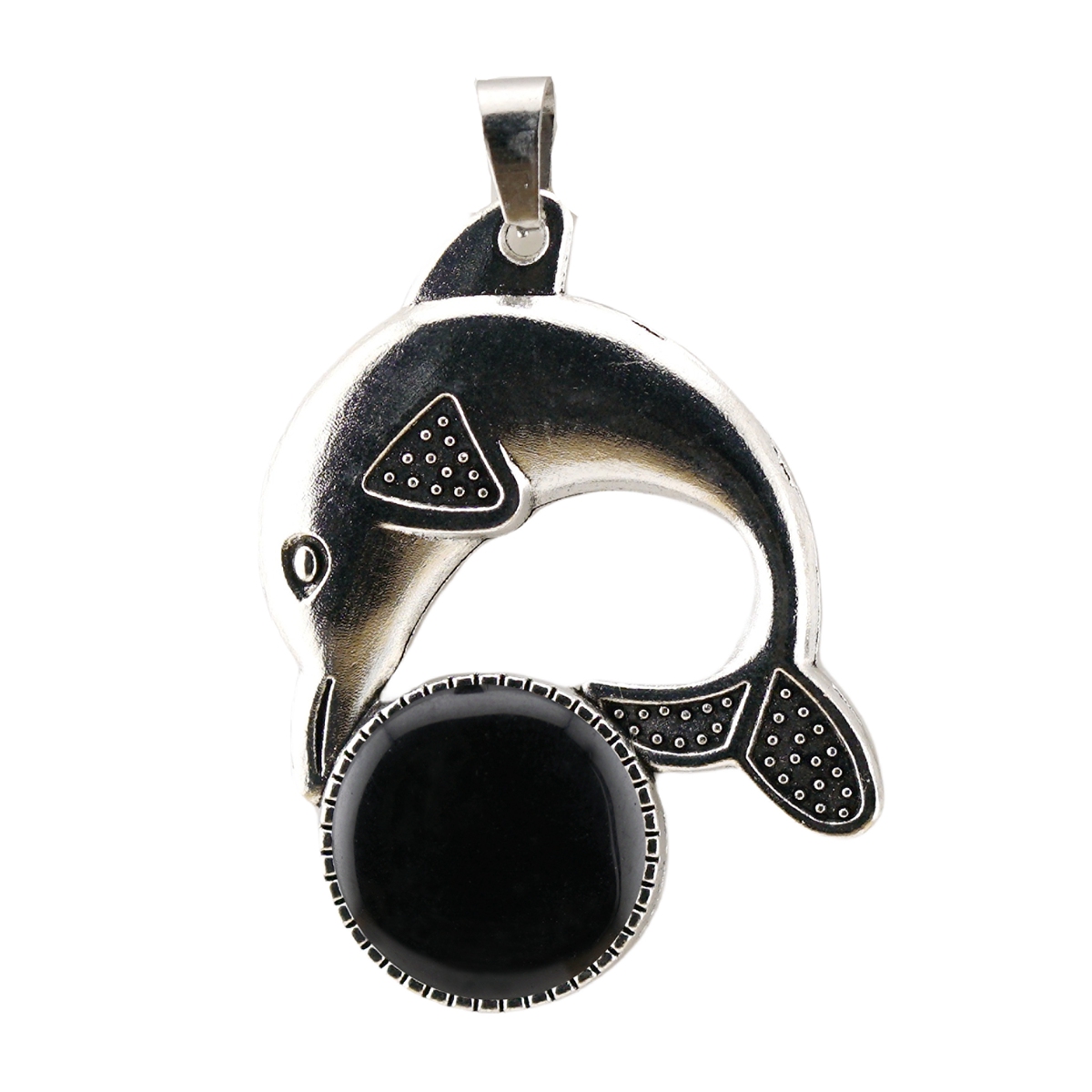 Silver Alloy Dolphin Gemstone Pendant for Jewelry Making Necklace Earrings