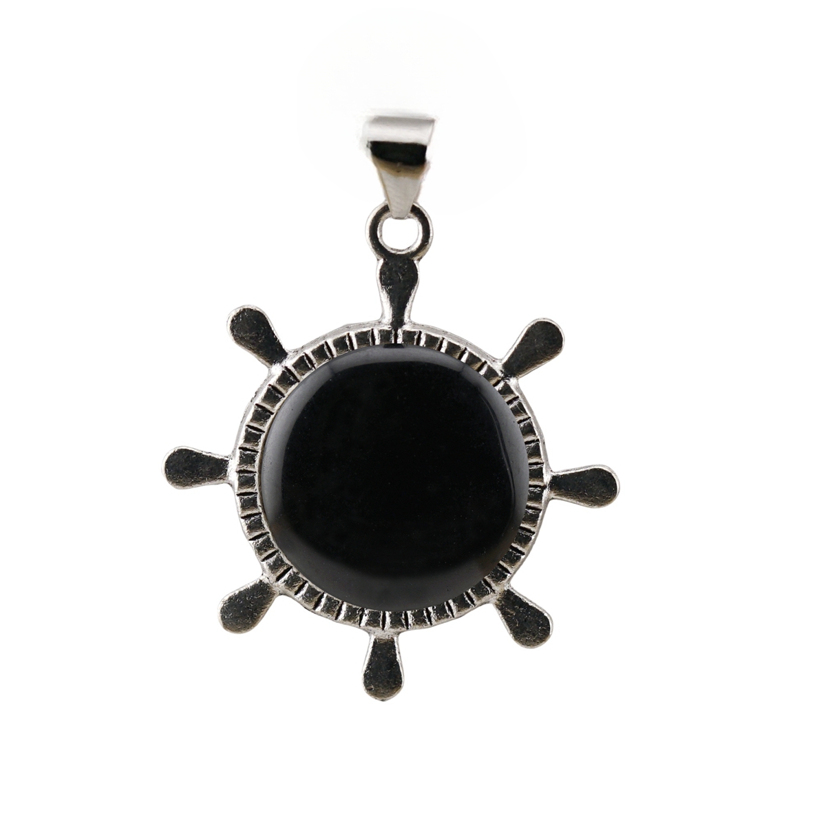 Silver Alloy Rudder Gemstone Pendant for Making Jewelry with 20MM Stone Cabs Steering wheel