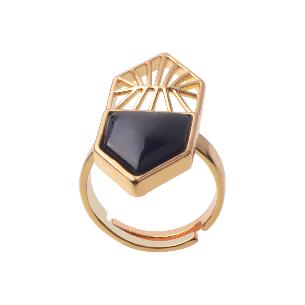 Gold Shield Gemstone Ring for Women Men 