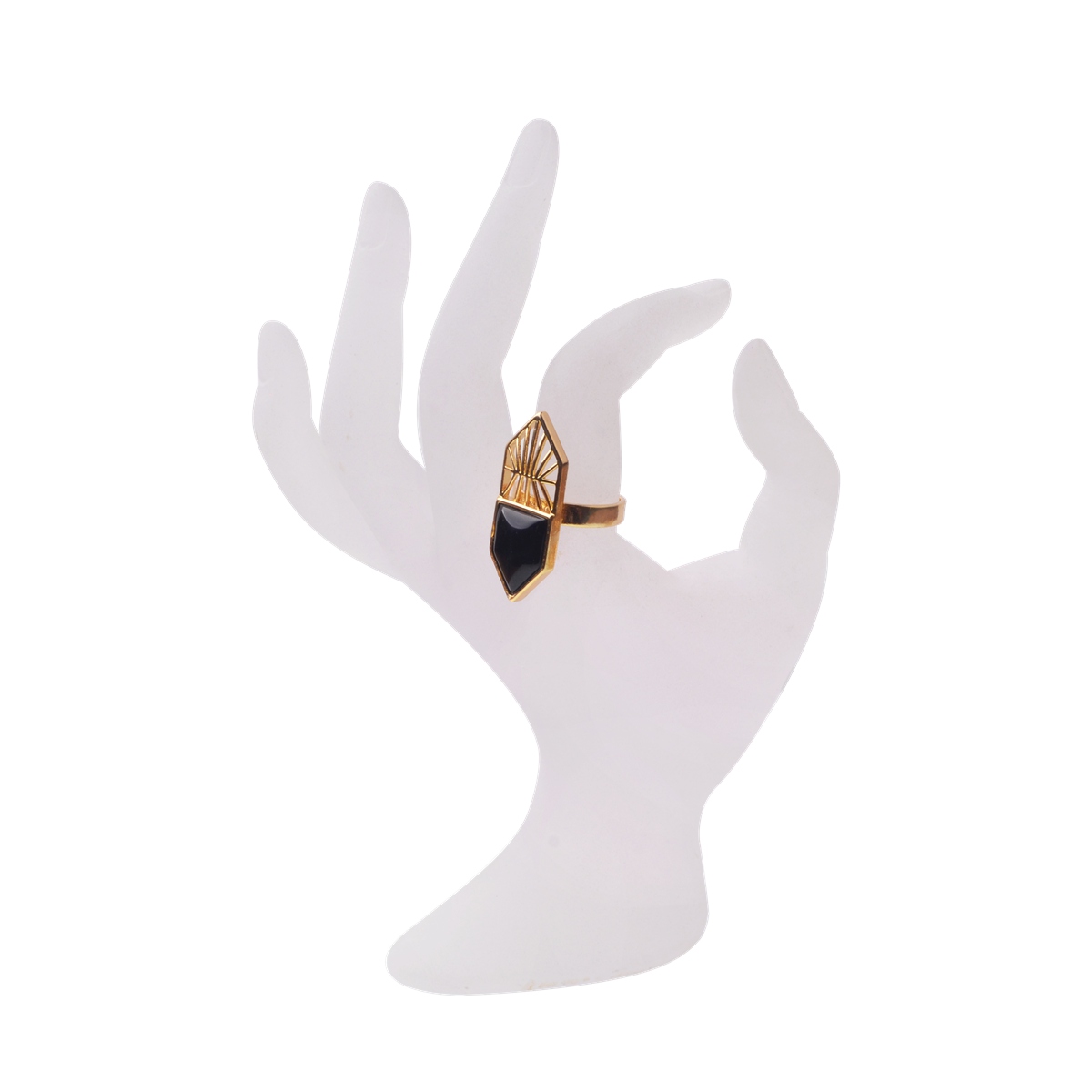 Gold Shield Gemstone Ring for Women Men 