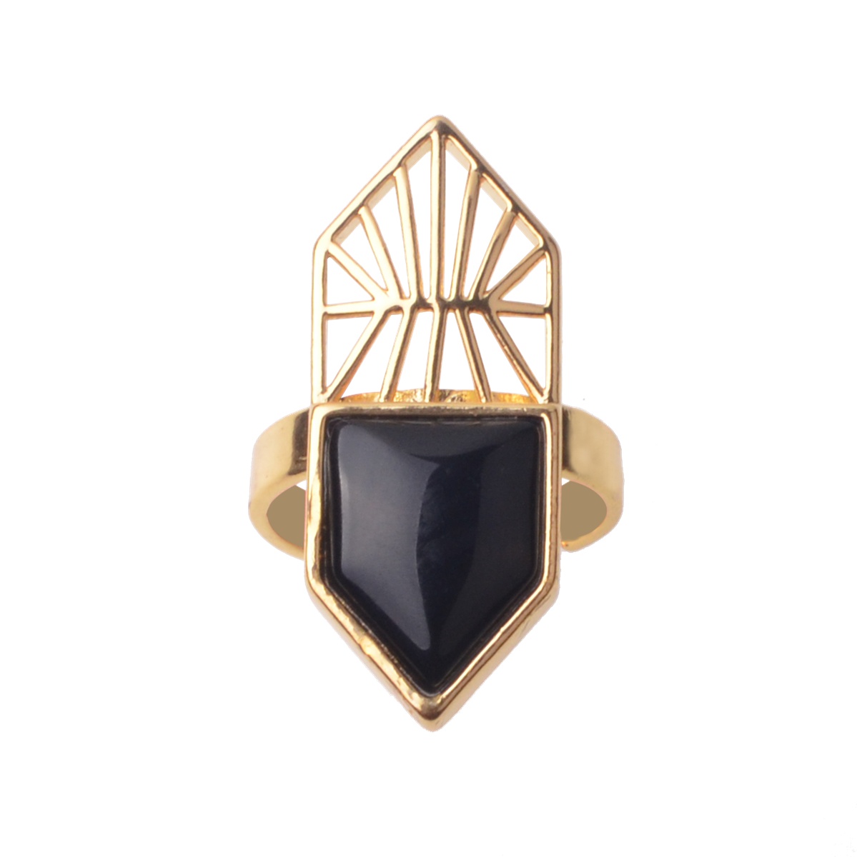Gold Shield Gemstone Ring for Women Men 
