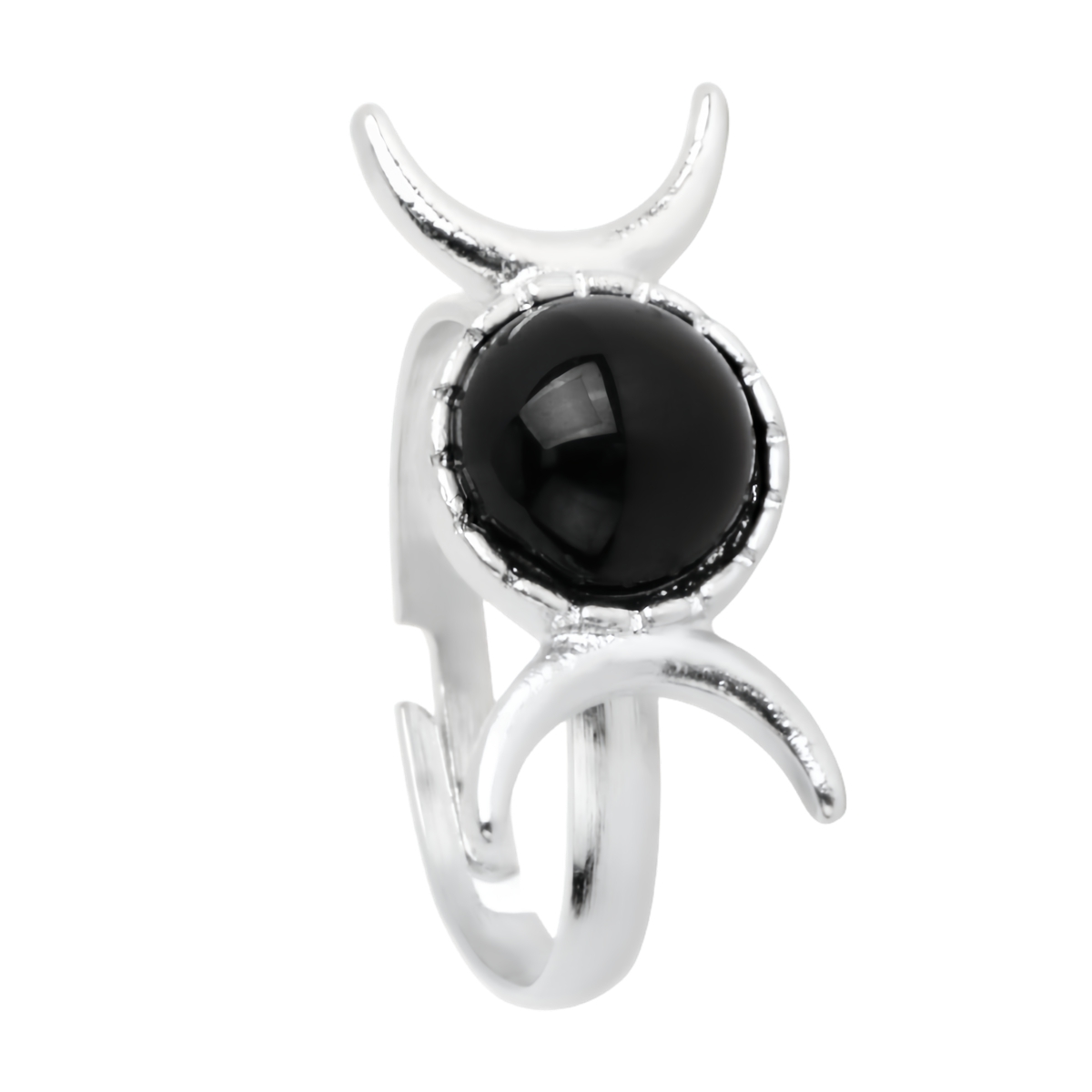 Silver Moon Stone Rings for Women Men Adjustable Healing Crystal Ring Copper Plated White Gold Horse Eye Gemstone  SR0133S