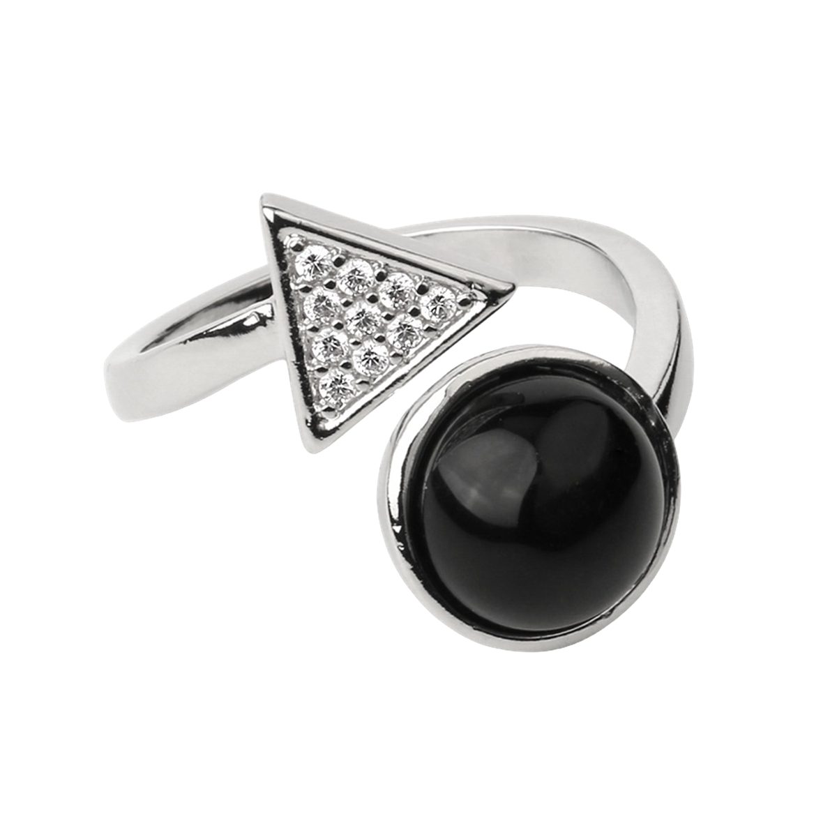 Natural Stone Triangle Rings 10MM Round Shaped Gemstone Jewelry For Women Anniversary Birthday Wedding Gift SR0159S