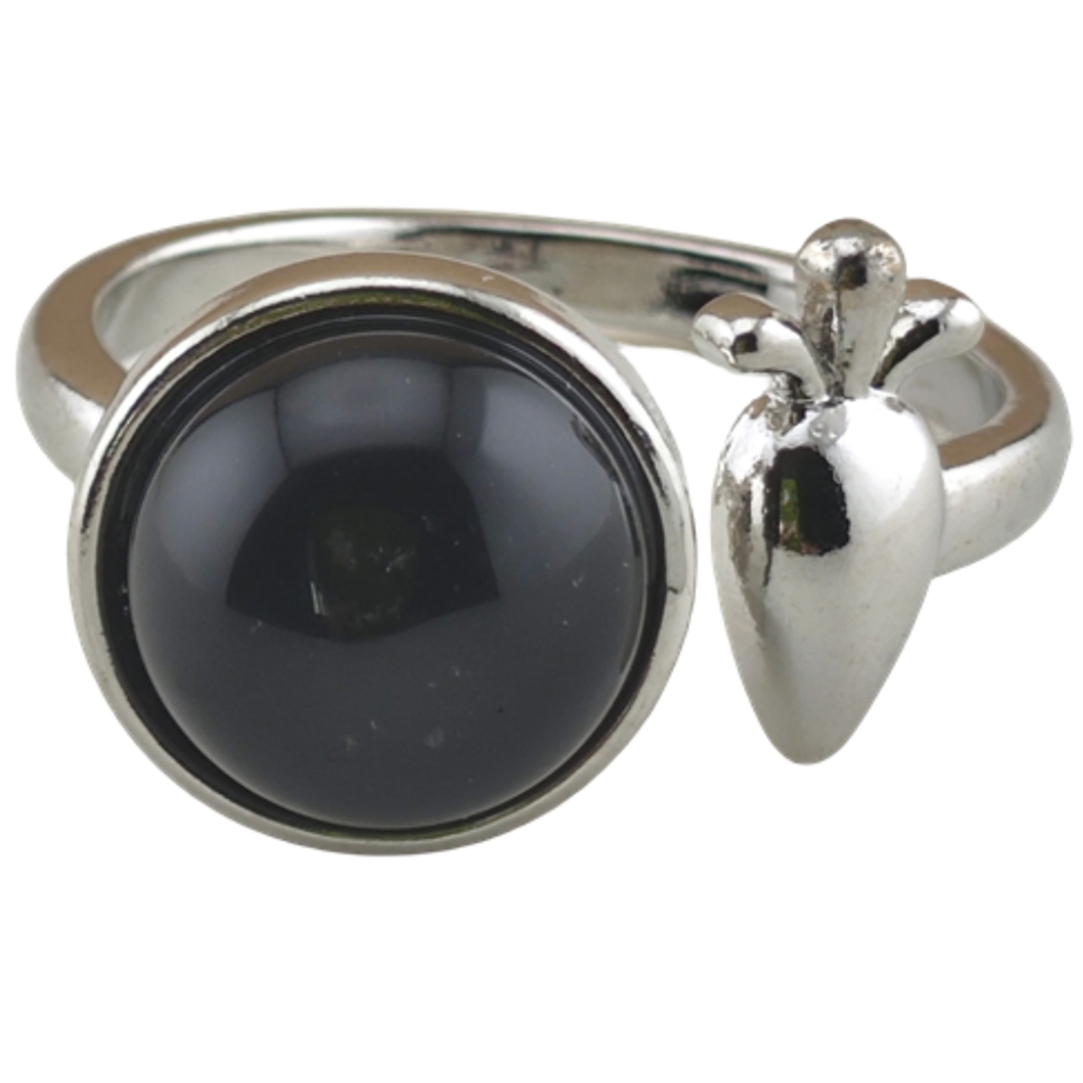 Silver Carrot Stone Rings for Women Men Adjustable 10MM Round Gemstone CAB SR0173S