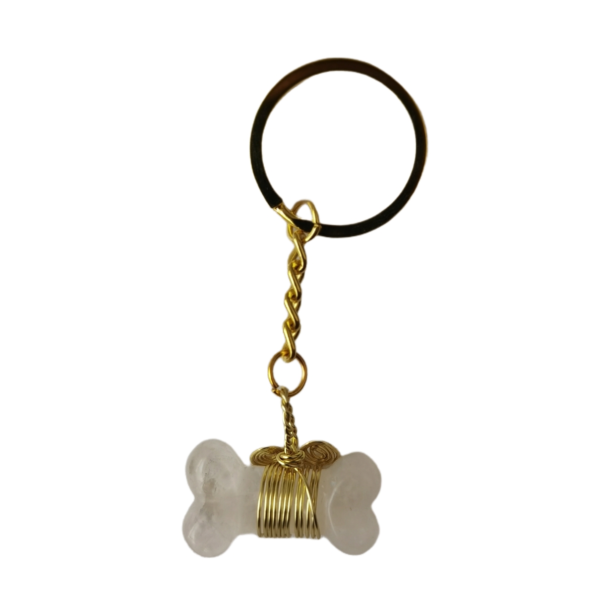 Natural Gemstone Bone Shape Pendant Healing Reiki Gem Keychain Pet Ornaments Balanced Pacification Hand Carving Bone Ornaments Dog Lovers KC1632G