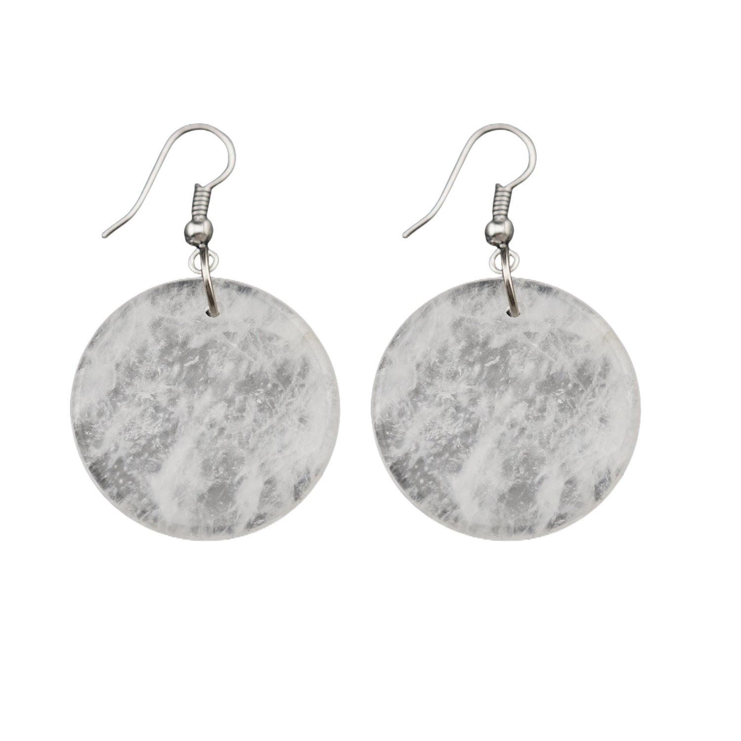 Gemstone Disc Dangle Earrings for Women Healing Chakra Crystal Lucky Circle Donut Coin SE1453S