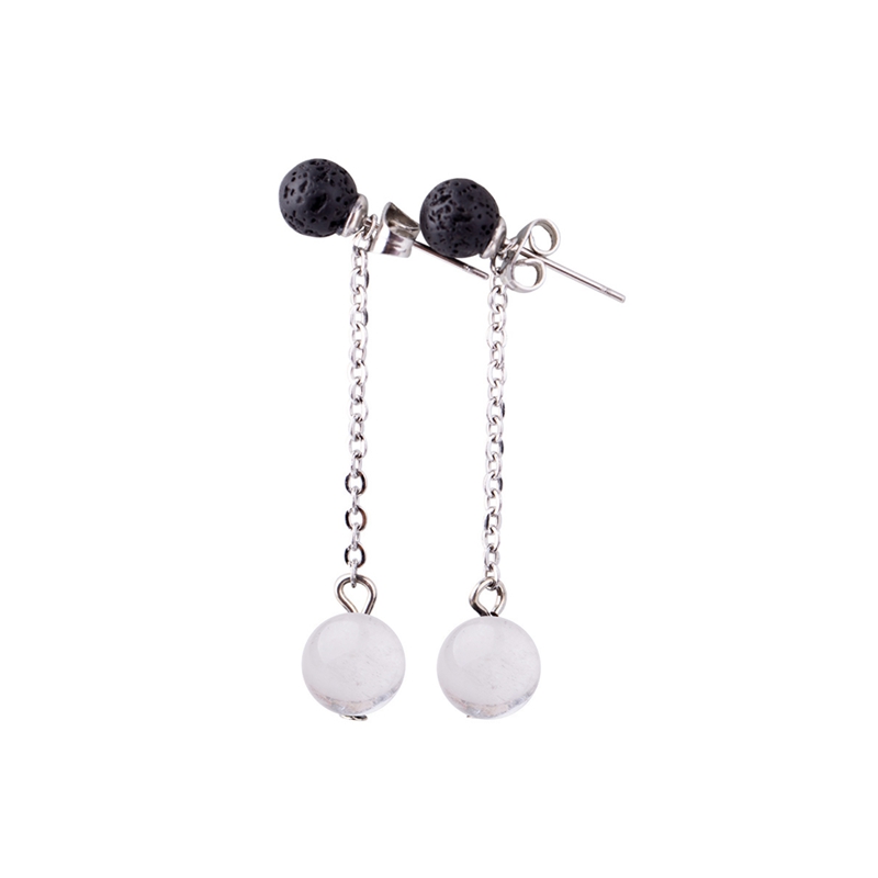 Lava Stone 6MM Earrings Stud Natural 8MM Gemstone long Chain Dangle Earring for women Girls