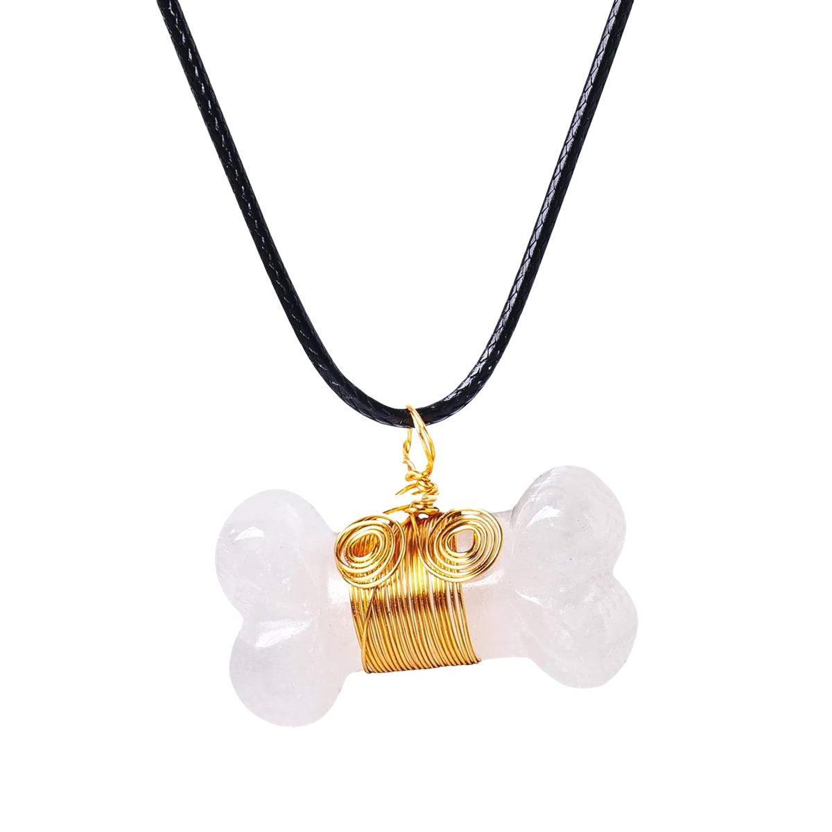 Natural Gemstone Bone Shape Pendant Healing Reiki Gem Necklace Pet Ornaments Balanced Pacification Hand Carving Bone Ornaments Dog Lovers