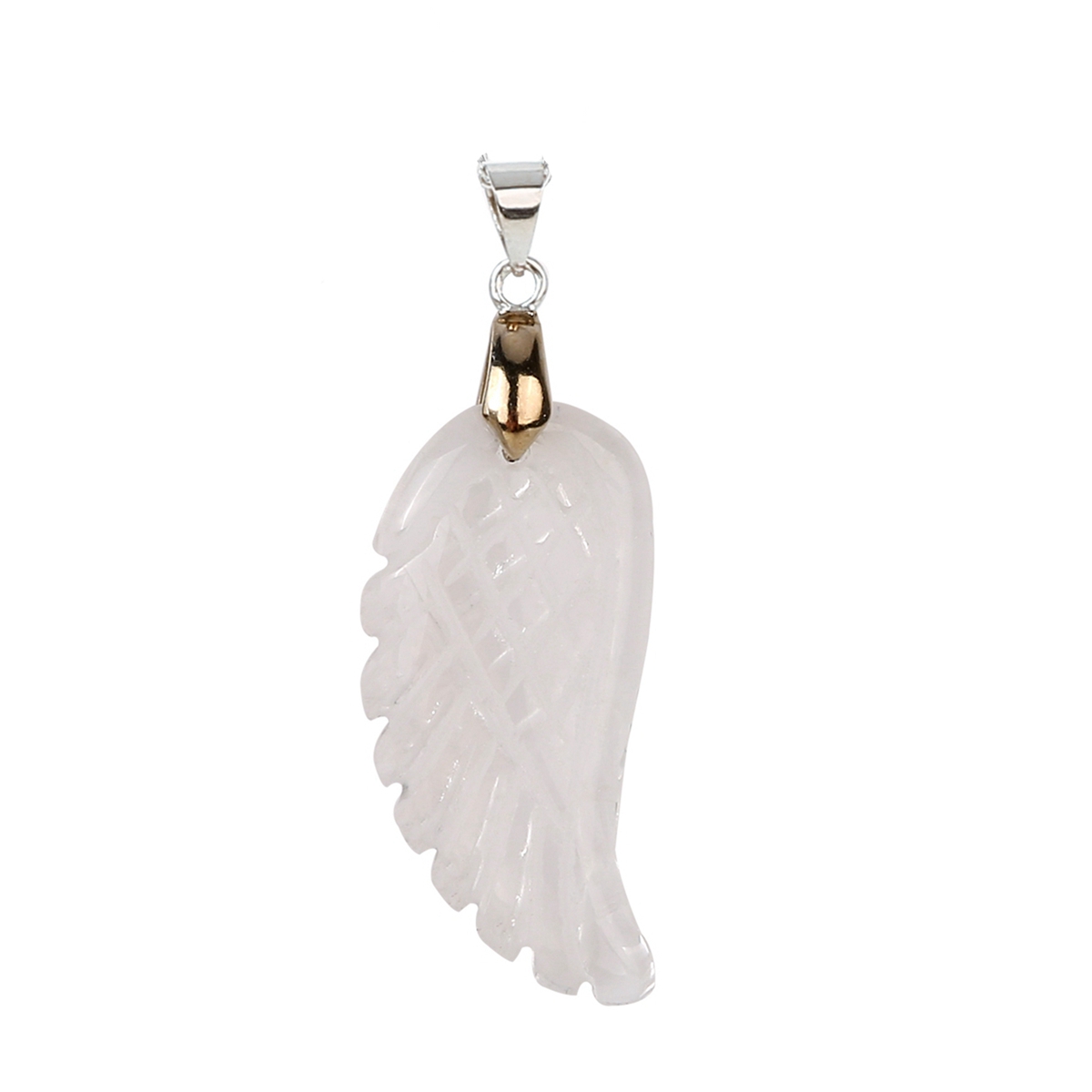 Handmade Craved Gemstone Wing Pendant SP0677-16X30MM  Silver Clasp