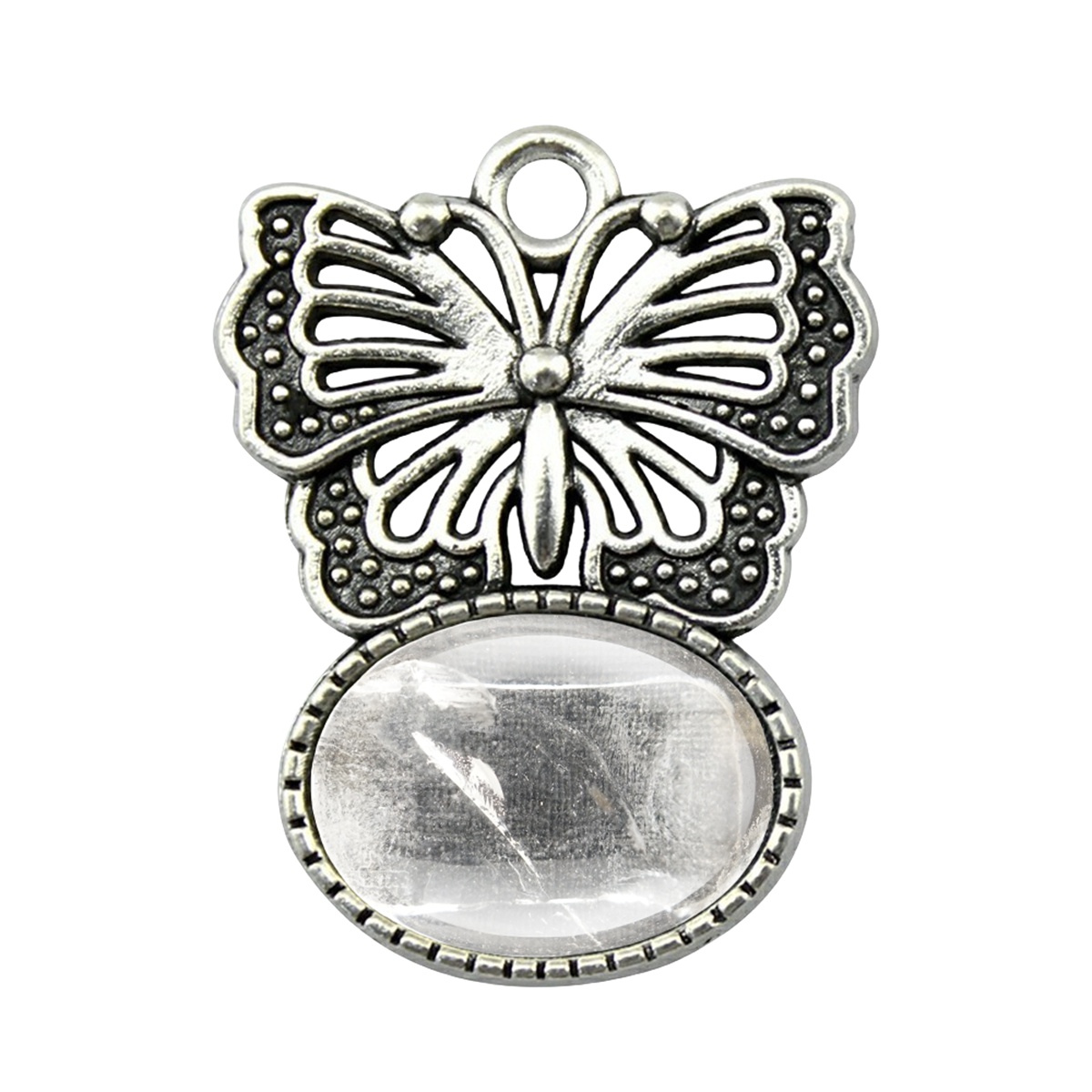 Silver Alloy Butterfly Gemstone Pendant for Making Jewelry with13x18MM Stone Cabs Steering wheel