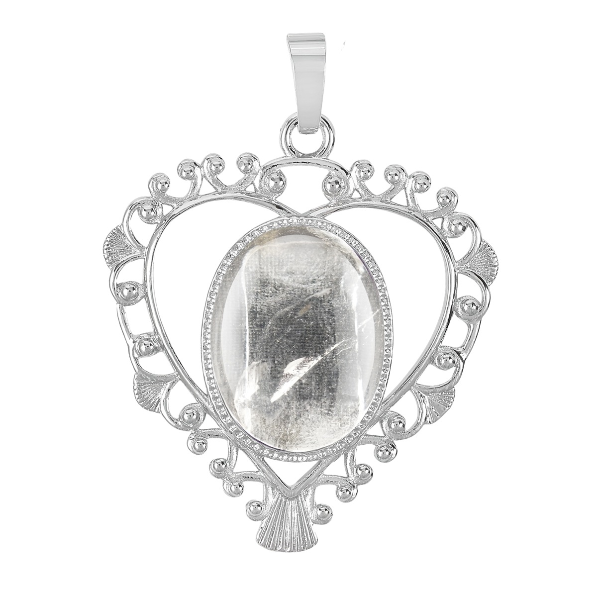 Silver Love Heart Pendant 35x46mm for Making jewelry necklace with 15x18MM natural Gemstone CABs