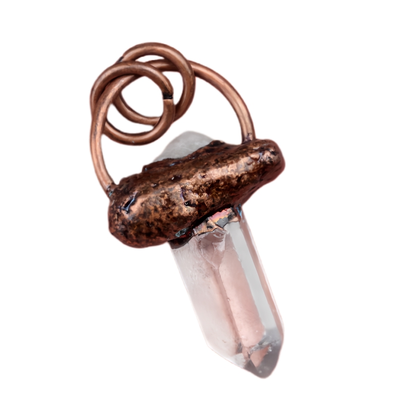 Antique Brass Irregular Raw Crystal Pendant Necklace for women men 