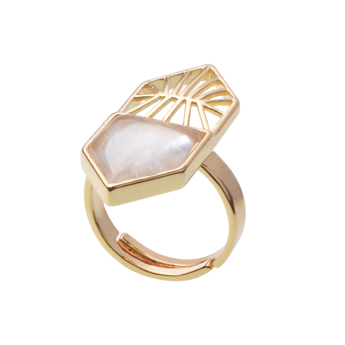 Gold Shield Gemstone Ring for Women Men 