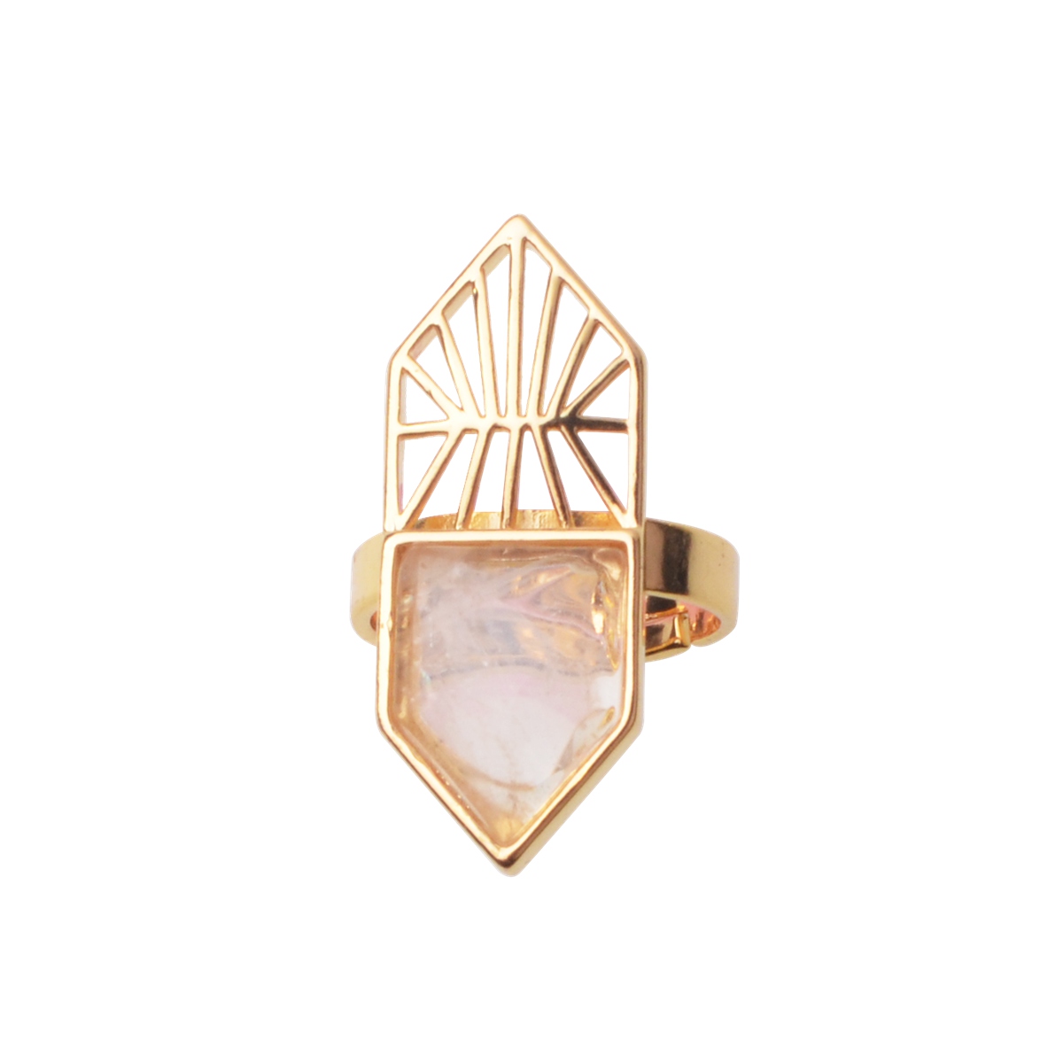 Gold Shield Gemstone Ring for Women Men 