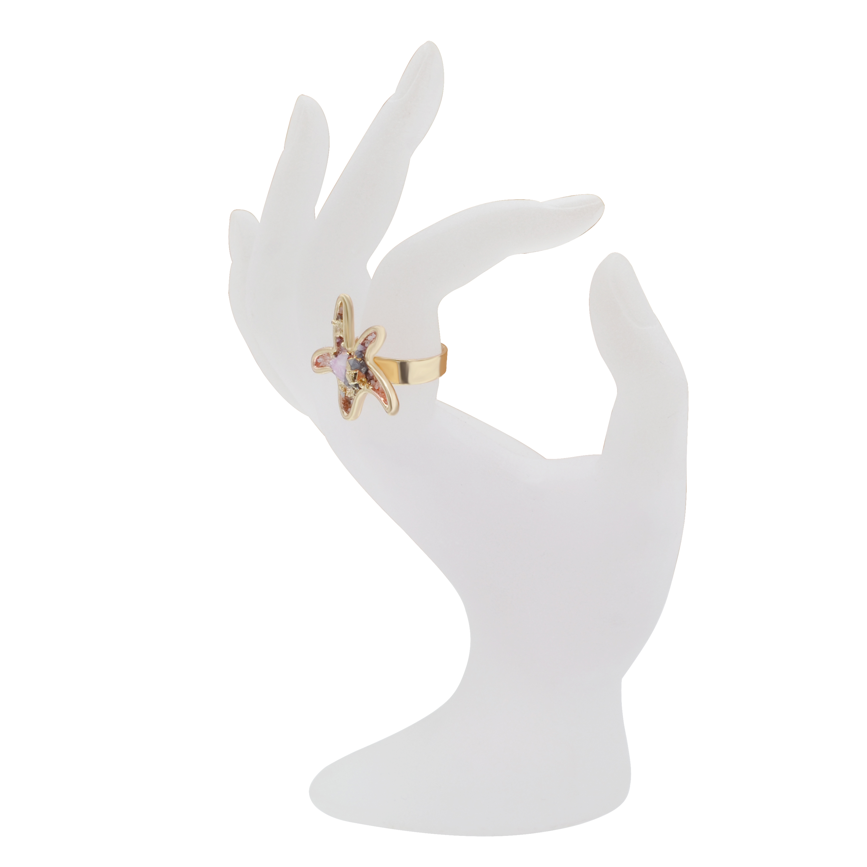 Druzy Crystal Rings for Women Girls Stars Metal Plated Rose Gold