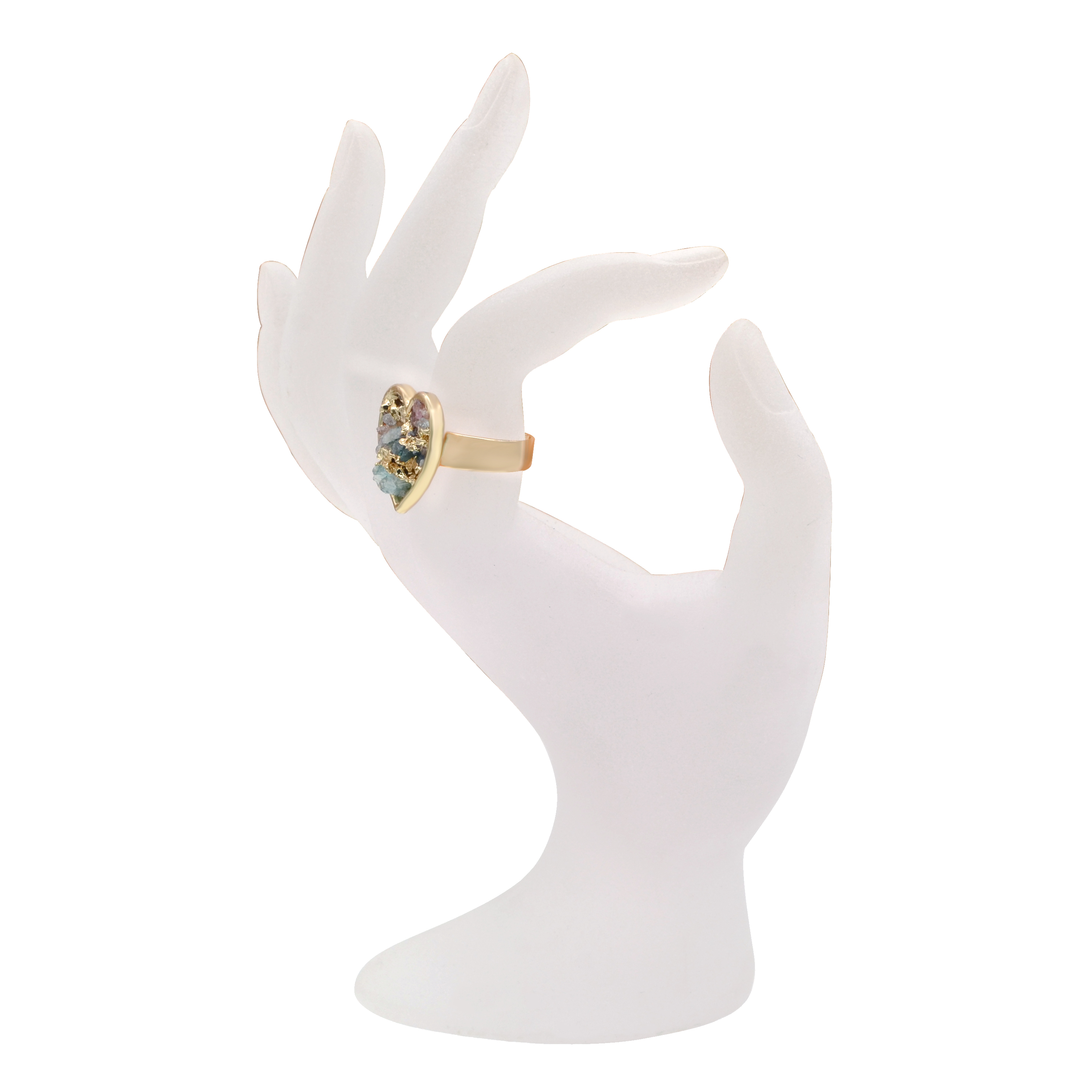 Druzy Crystal Rings for Women Girls Heart Metal Plated Gold