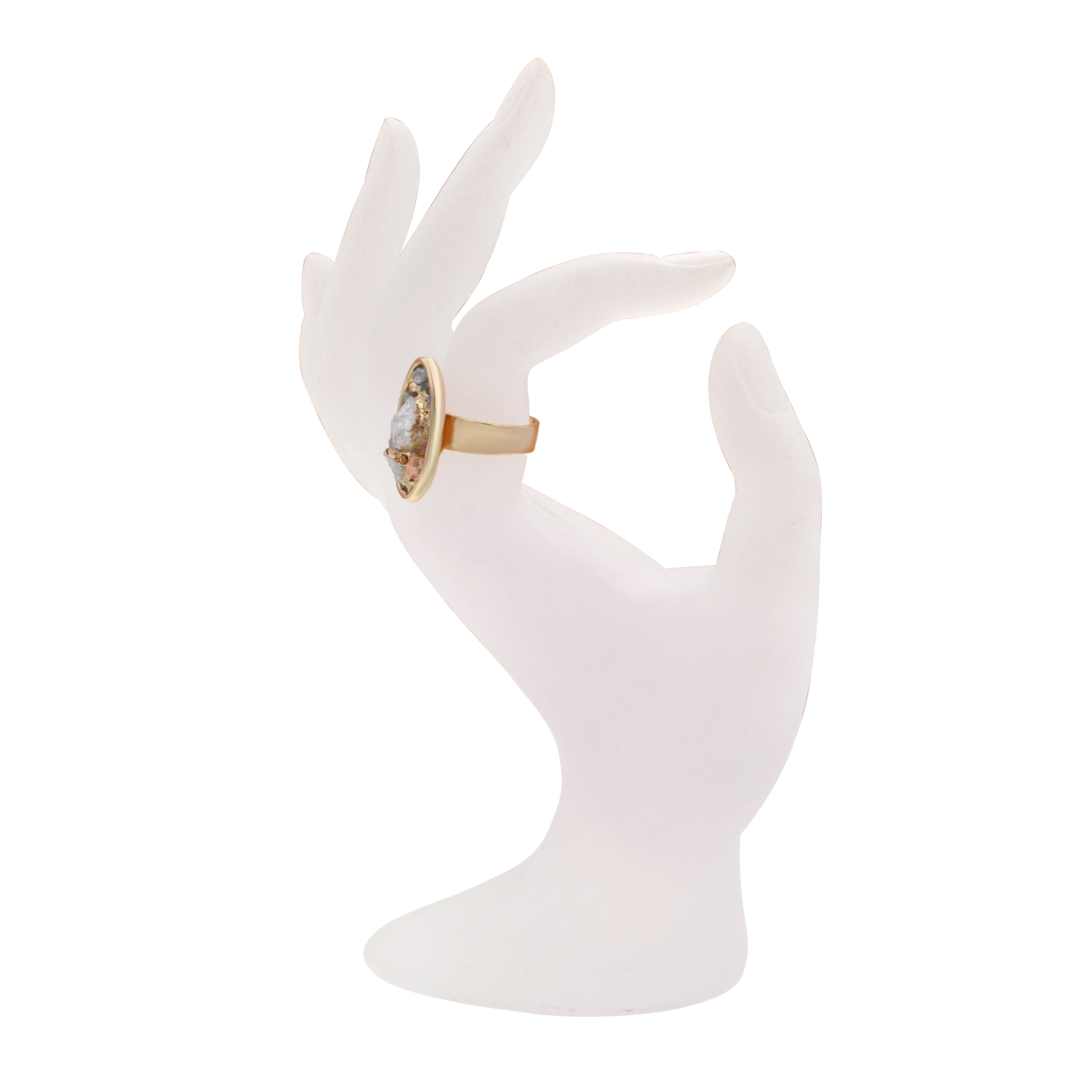 Druzy Crystal Rings for Women Girls Oval Metal Plated Gold Quartz Ring Jewelry