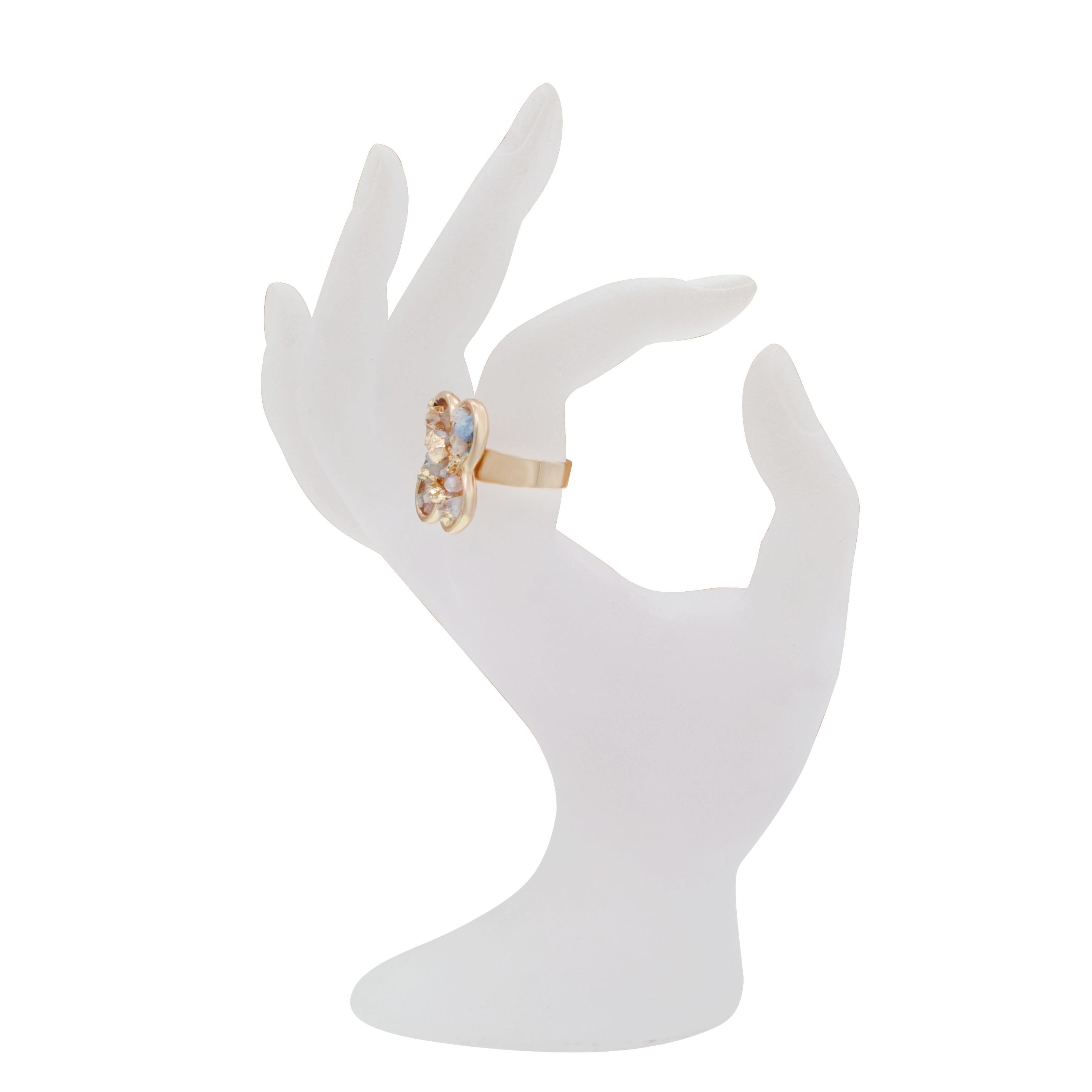 Druzy Crystal Rings for Women Girls Clover Metal Plated Gold Quartz Ring Jewelry