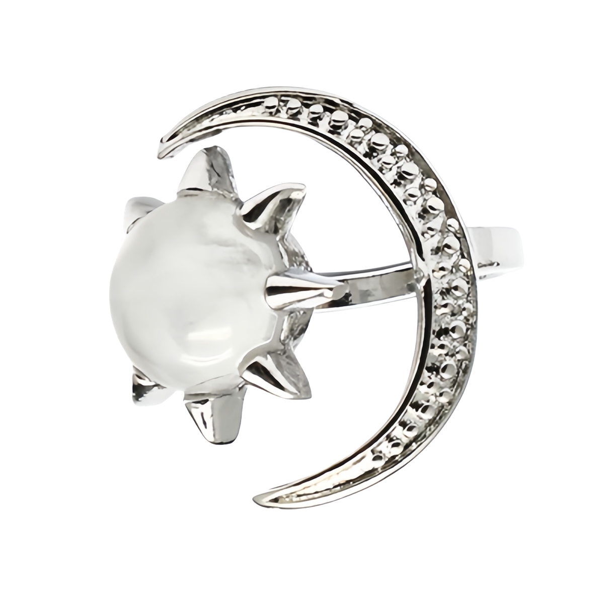 Moon Stone Rings for Women Men Adjustable Healing Crystal Ring Copper Plated White Gold Horse Eye Gemstone  SR0132S