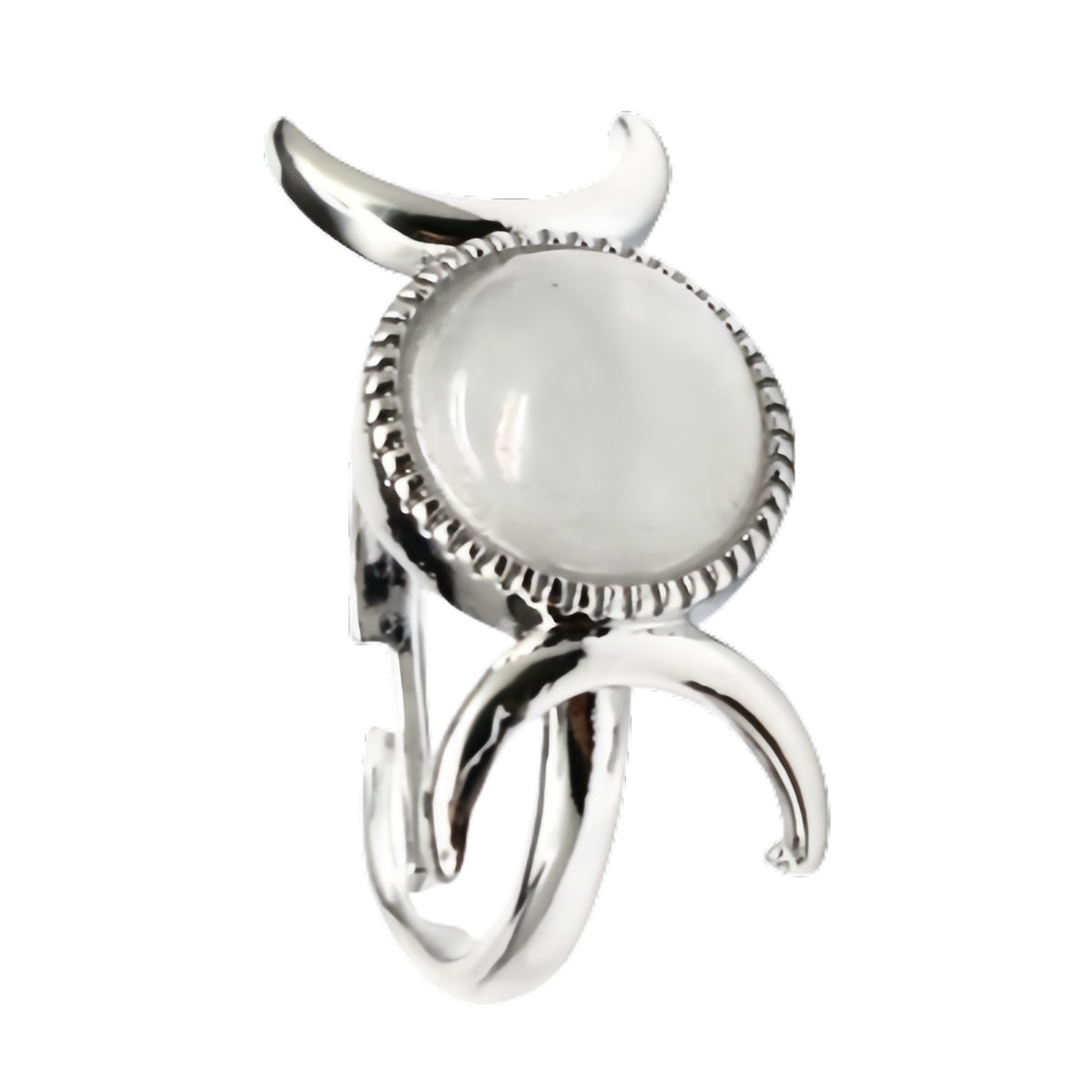 Silver Moon Stone Rings for Women Men Adjustable Healing Crystal Ring Copper Plated White Gold Horse Eye Gemstone  SR0133S