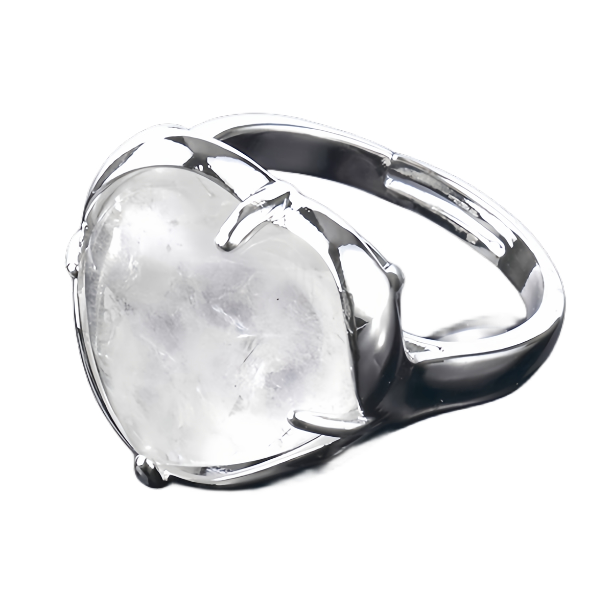 Silver Heart Stone Rings for Women Men Adjustable  SR0141S