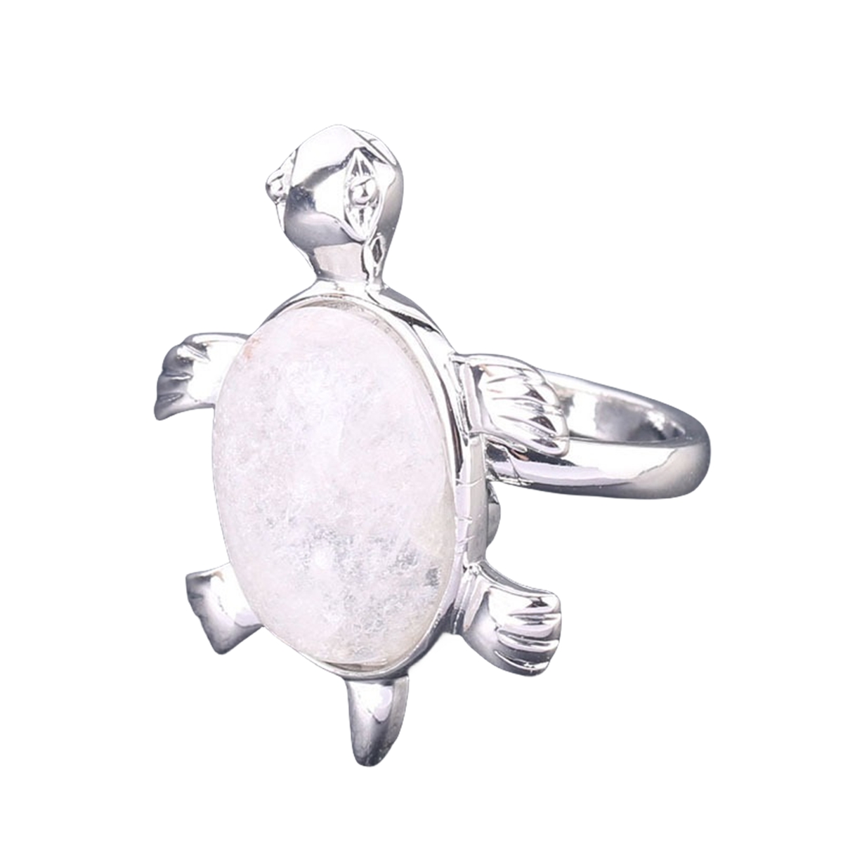 Silver Turtle & Tortoise Stone Rings for Women Men Adjustable  SR0148S