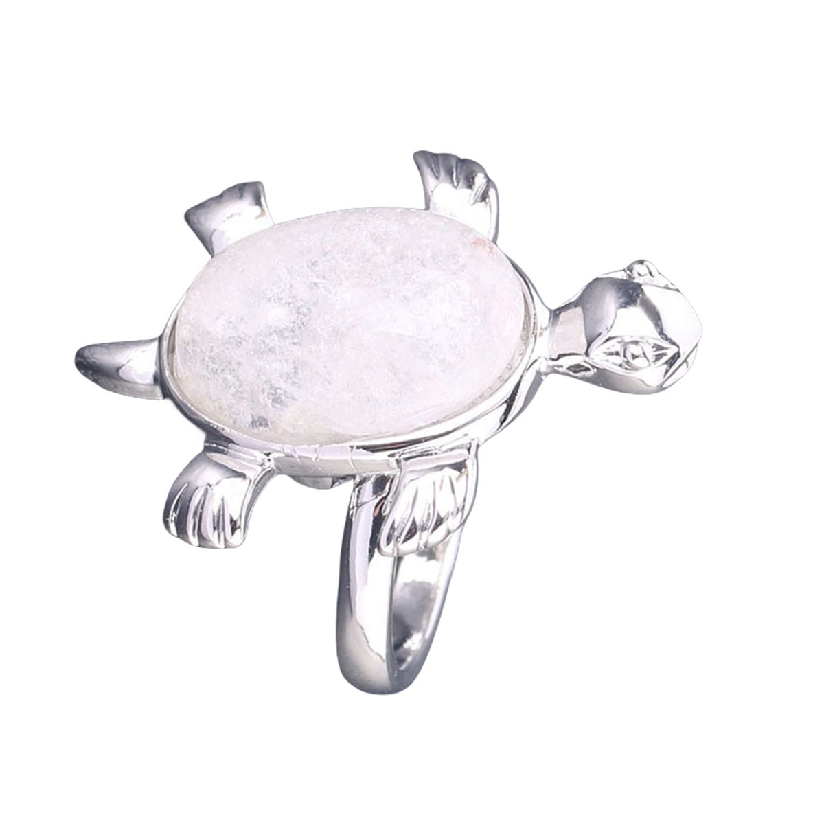 Silver Turtle & Tortoise Stone Rings for Women Men Adjustable  SR0148S