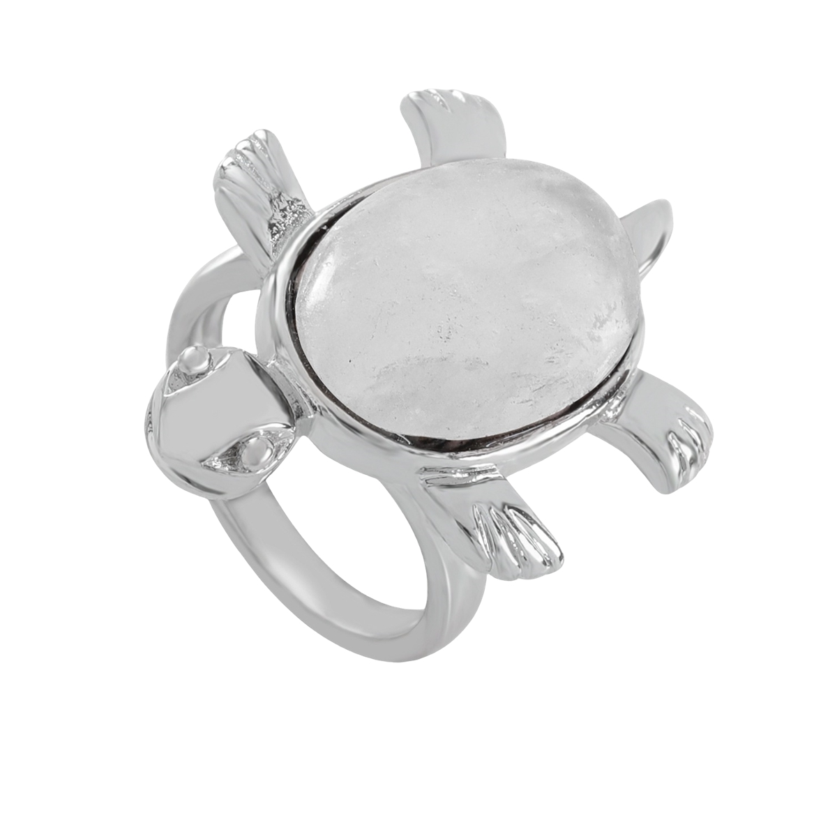 Silver Turtle & Tortoise Stone Rings for Women Men Adjustable  SR0148S