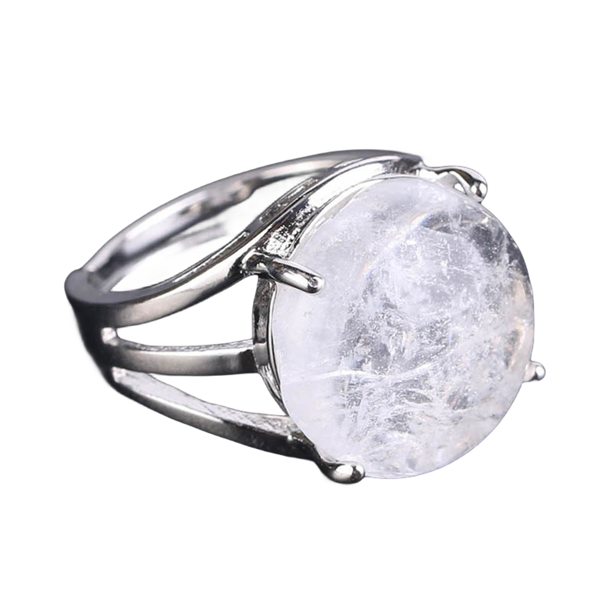 Silver 16MM CAB Stone Rings for Women Men Adjustable SR0152S
