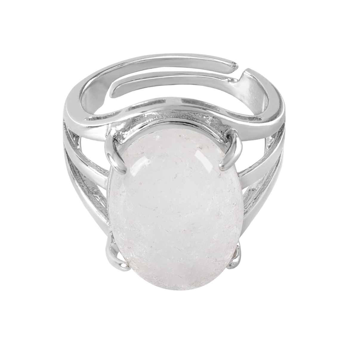 Silver Stone Rings for Women Men Adjustable  SR0154S 13X18MM Gemstone CAB