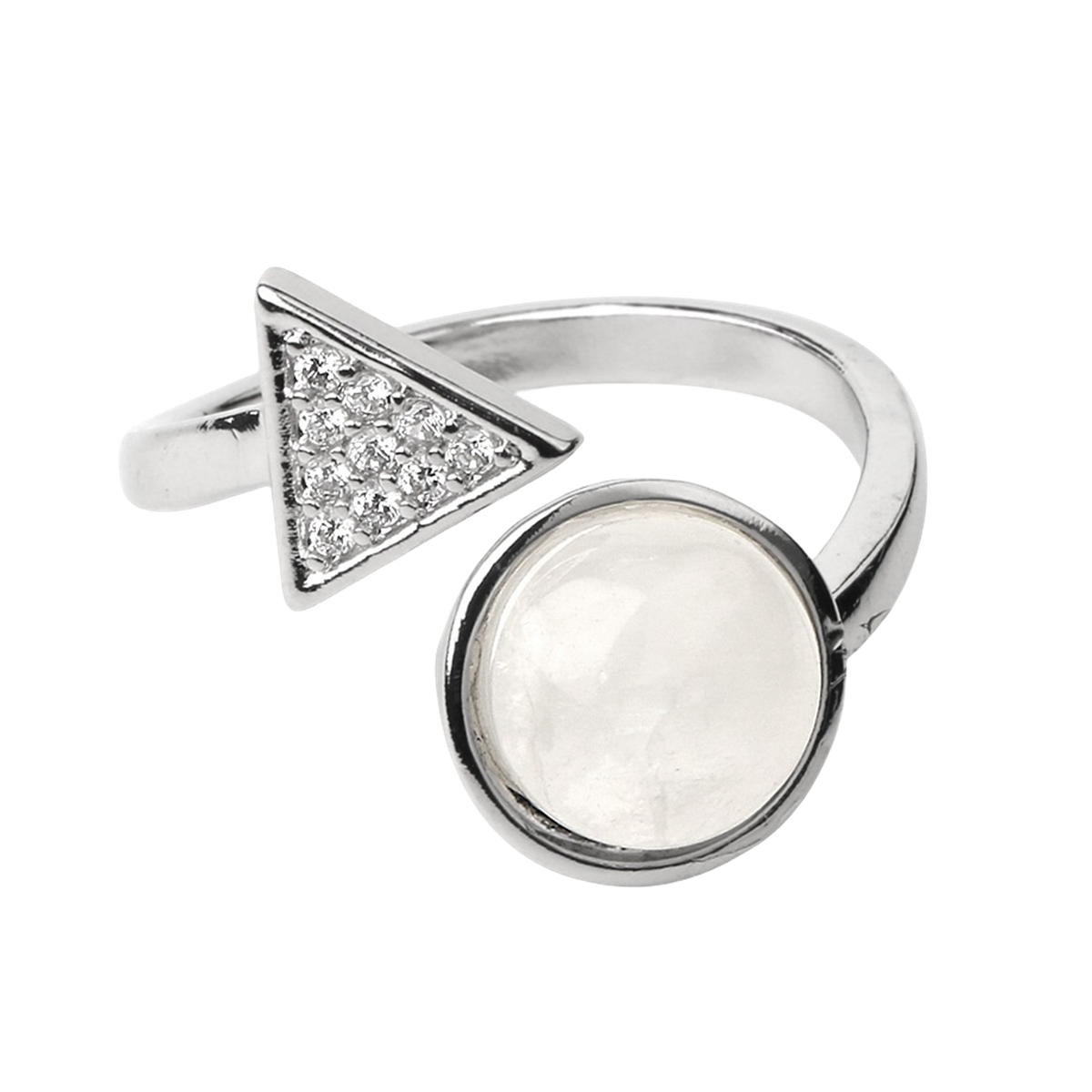 Natural Stone Triangle Rings 10MM Round Shaped Gemstone Jewelry For Women Anniversary Birthday Wedding Gift SR0159S