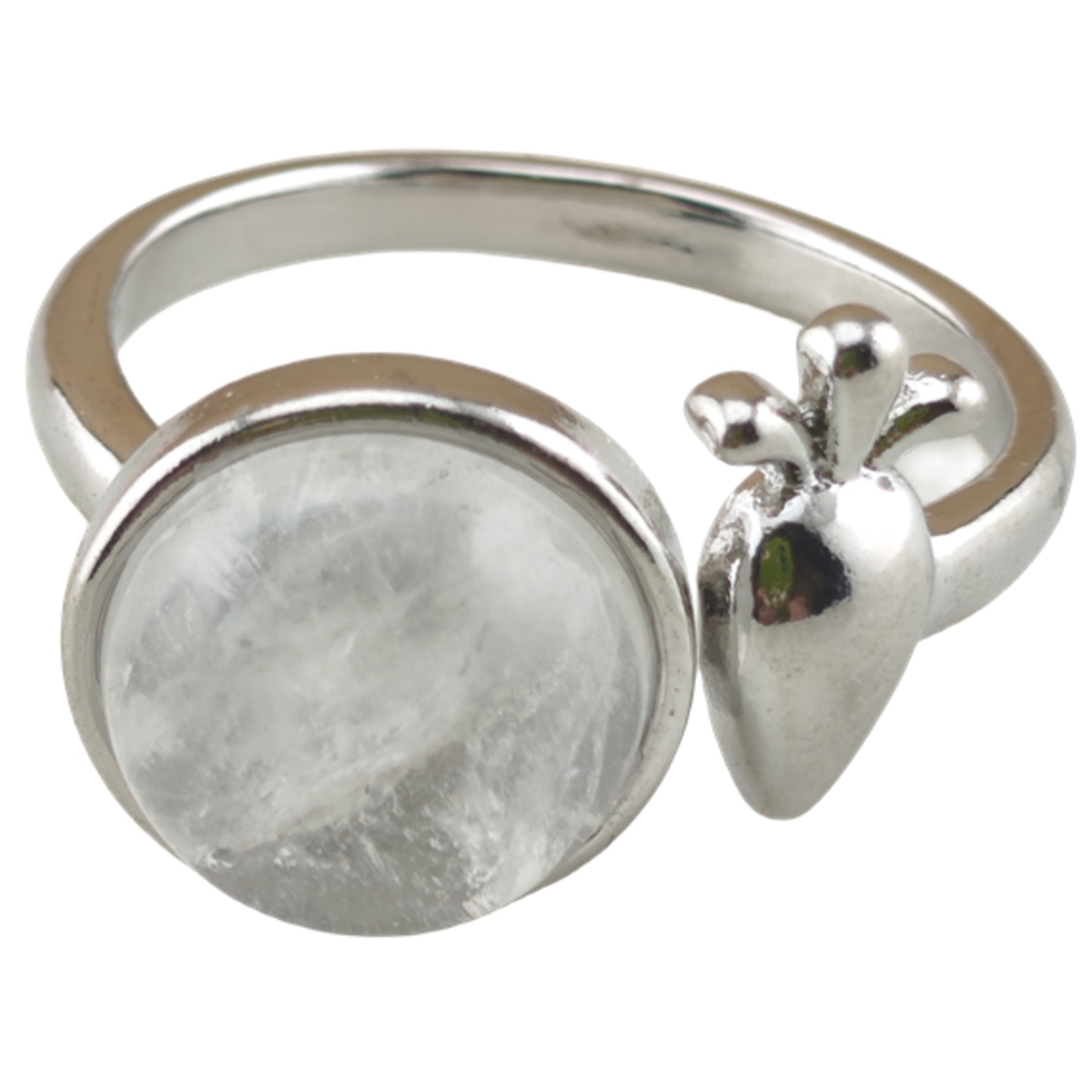 Silver Carrot Stone Rings for Women Men Adjustable 10MM Round Gemstone CAB SR0173S