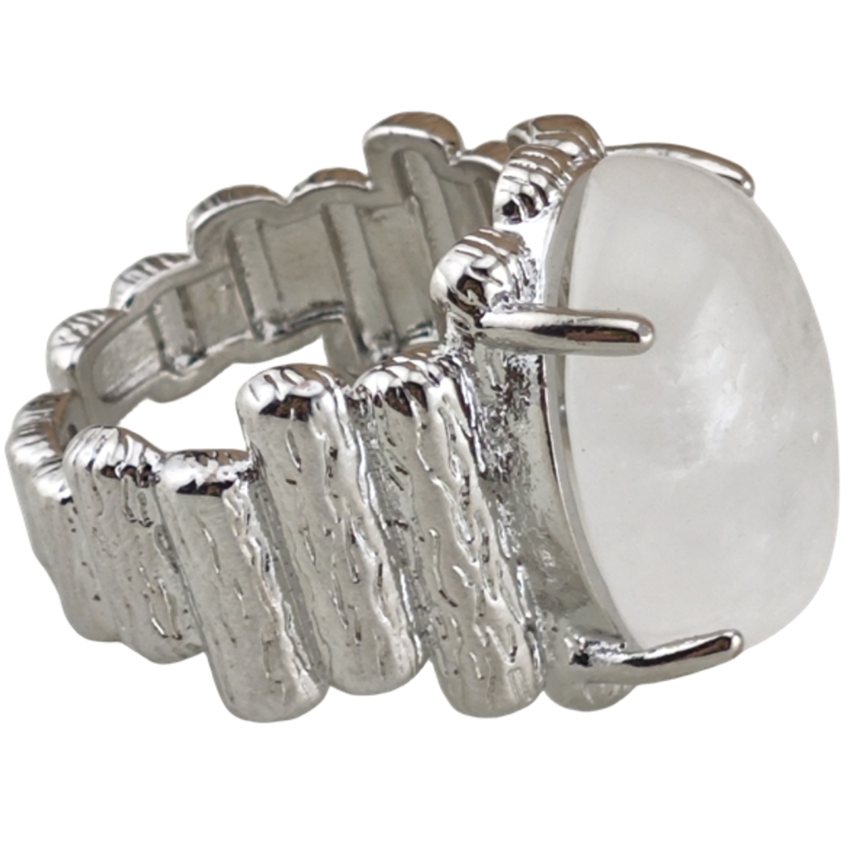 Silver Stone Rings for Women Men Adjustable 13x18MM Horse Eye Gemstone CAB SR0177S