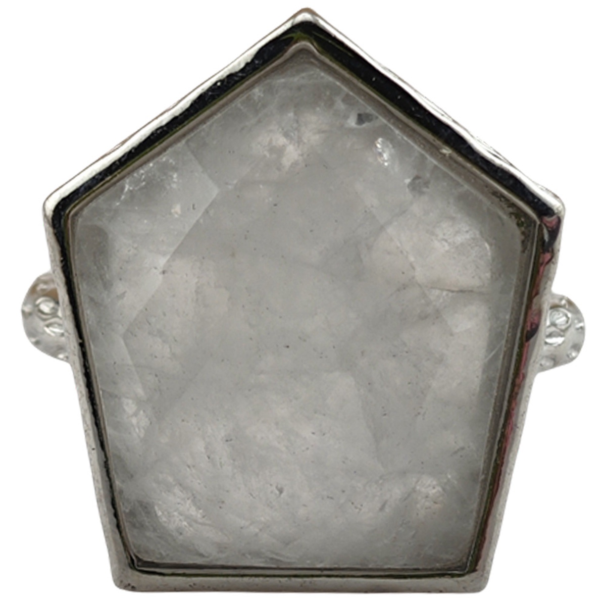 Adjustable Silver Stone Rings 15X18MM Faceted Pentagon Gemstone Cabochon SR0182S