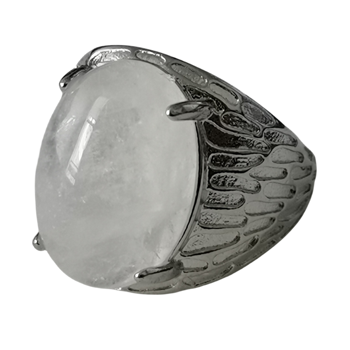 Silver Stone Rings for Women Men Adjustable 13x18MM Oval Gemstone CAB SR0183S